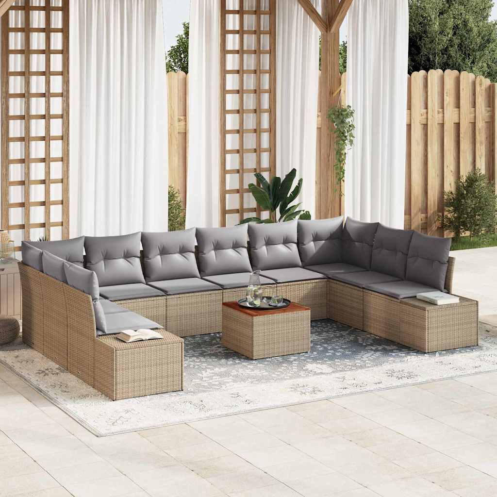 vidaXL Conjunto de sofá de jardín 11 uds. beige y gris claro