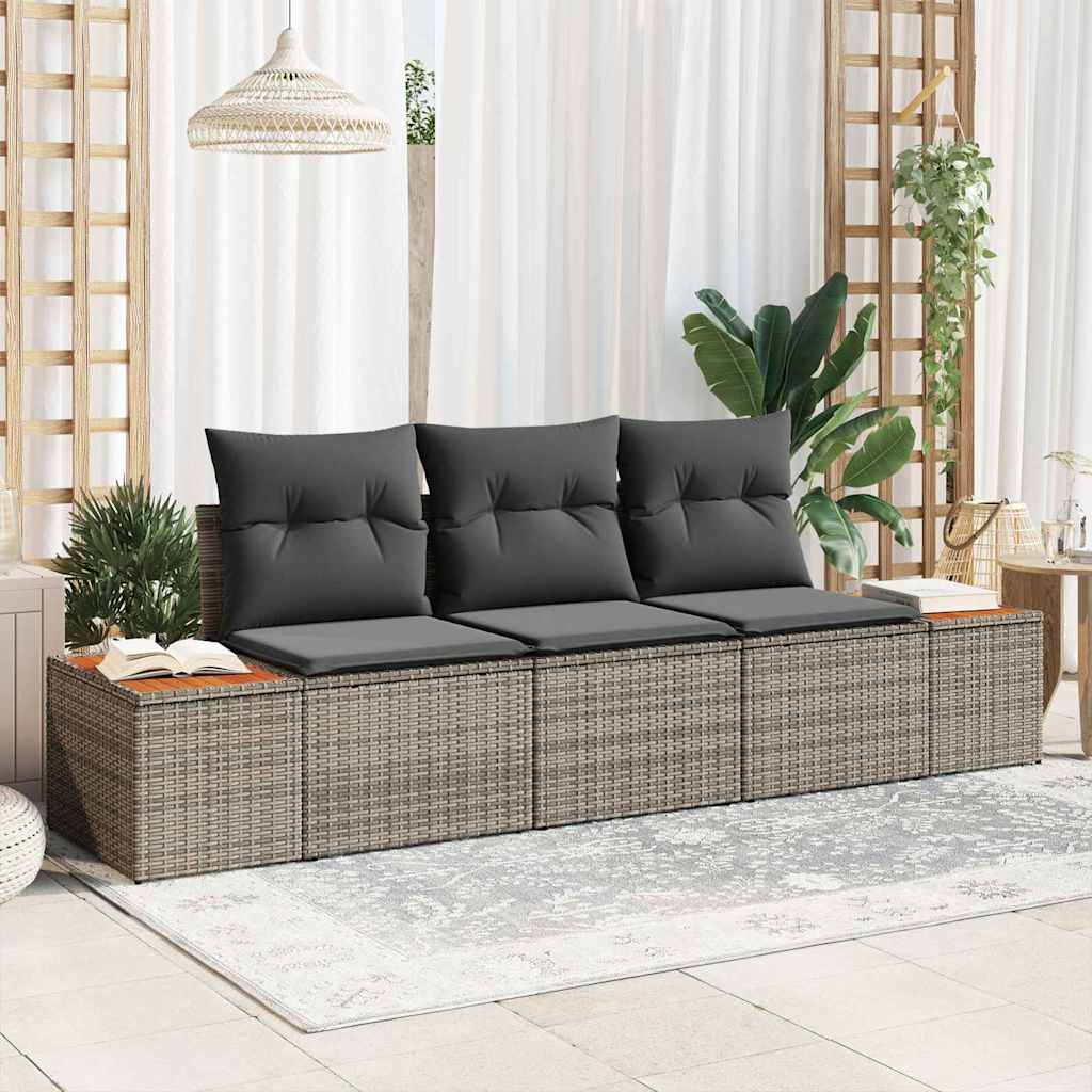 vidaXL Conjunto de sofá de jardín 3 uds. 3-Número de plazas Gris