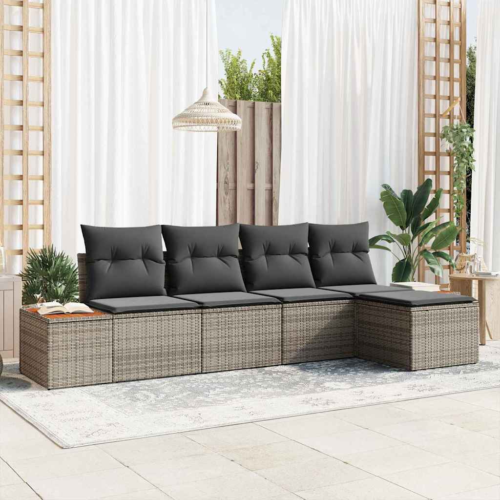 vidaXL Conjunto de sofás de jardín 6 uds. 5-Número de plazas Gris