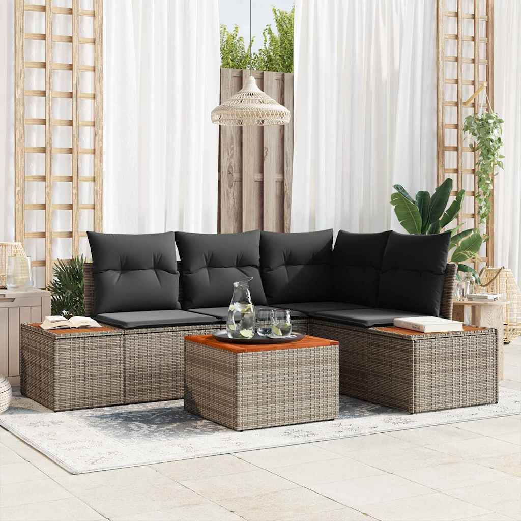 vidaXL Conjunto de sofás de jardín 4 uds. 4-Número de plazas Gris