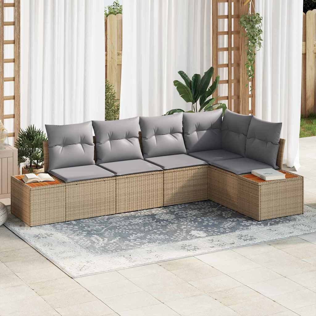 vidaXL Conjunto de sofá de jardín 5 uds. 5-Número de plazas