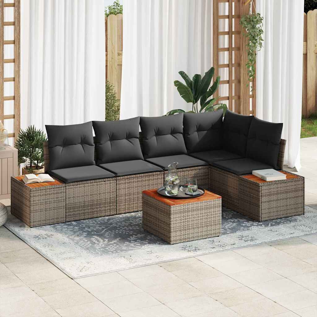 vidaXL Conjunto de sofá de jardín 5 uds. 5-Número de plazas Gris
