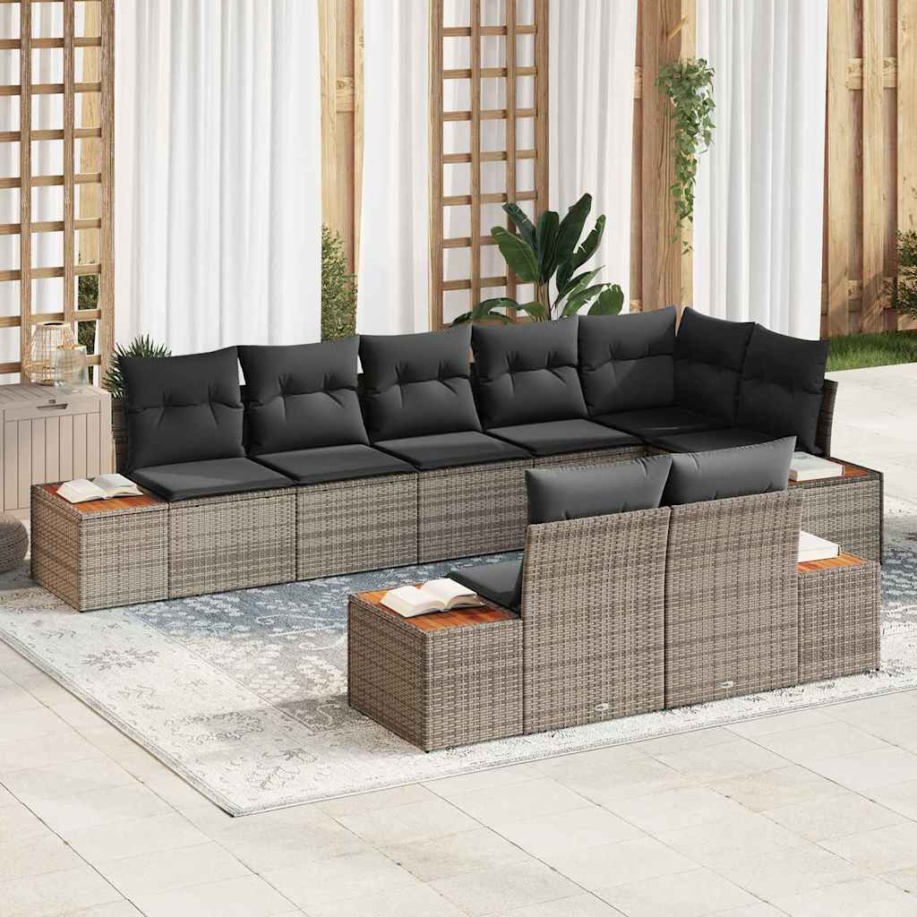 vidaXL Conjunto de sofás de jardín 8 uds. 8-Número de plazas Gris
