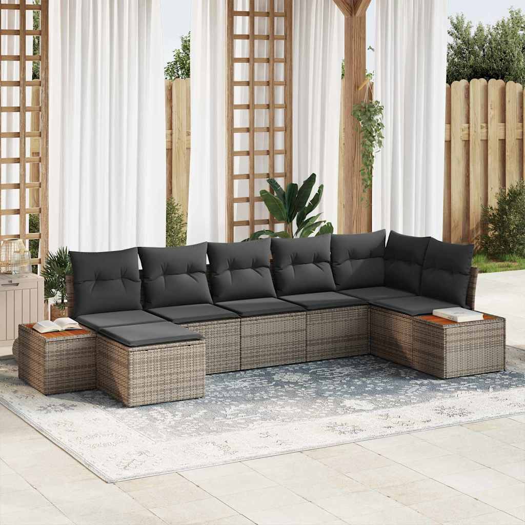 vidaXL Conjunto de sofás de jardín 8 uds. 7-Número de plazas Gris