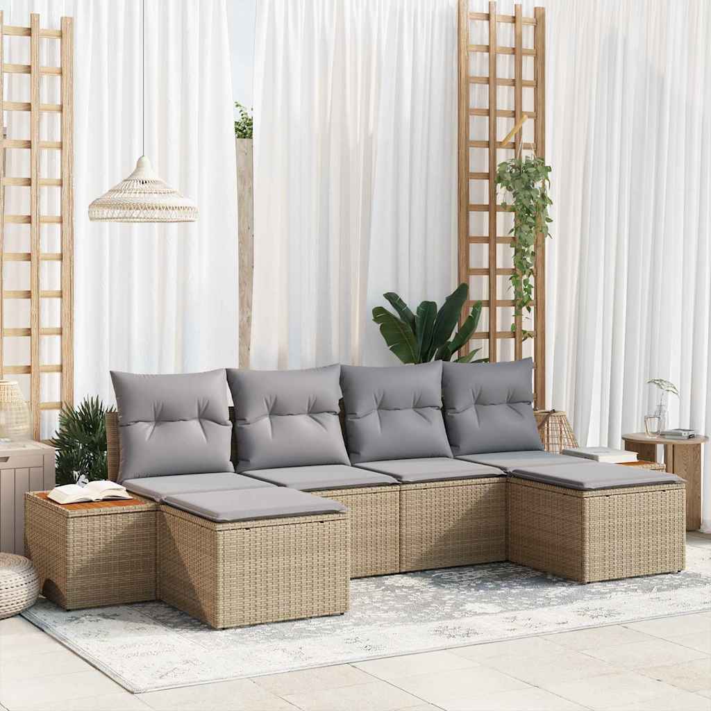 vidaXL Conjunto de sofá de jardín 6 uds. Beige y Gris Claro