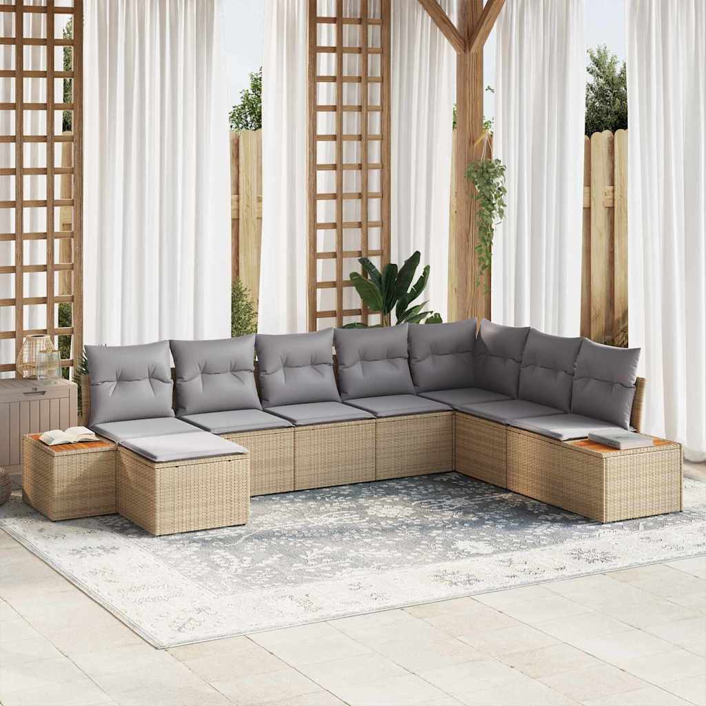 vidaXL Conjunto de sofás de jardín 9 uds. 8-Número de plazas