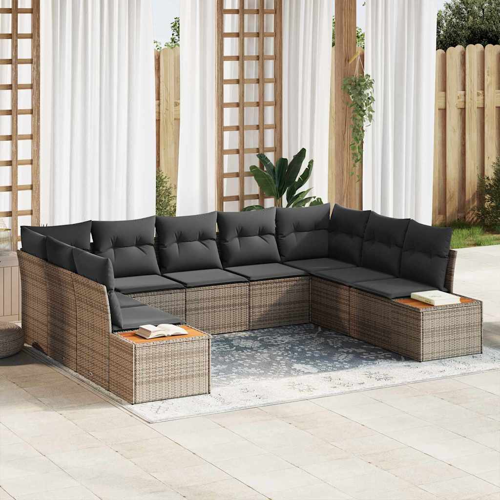 vidaXL Conjunto de sofás de jardín 5 uds. 9-Número de plazas Gris