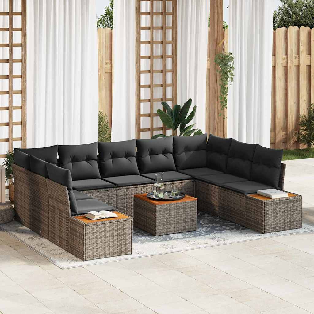 vidaXL Conjunto de sofás de jardín 5 uds. 9-Número de plazas Gris