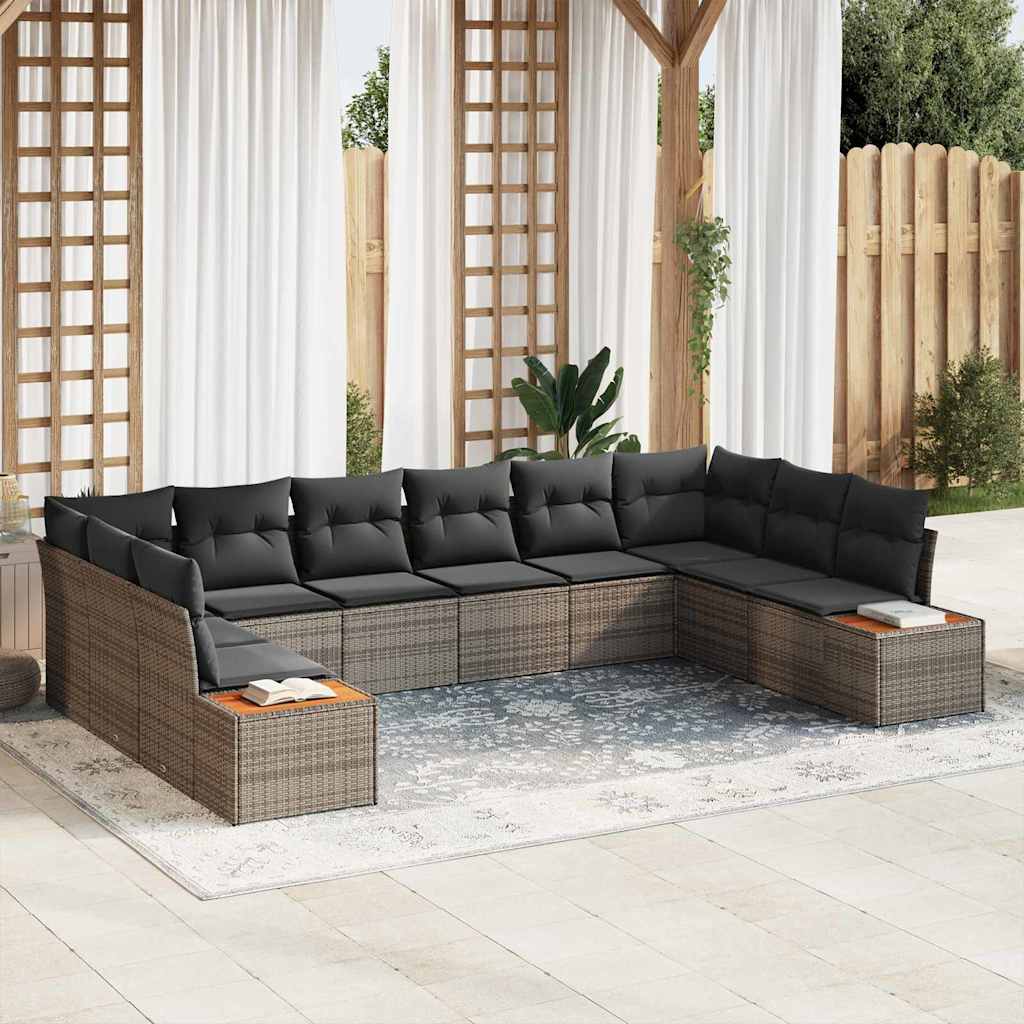 vidaXL Conjunto de sofás de jardín 10 uds. 10-Número de plazas Gris