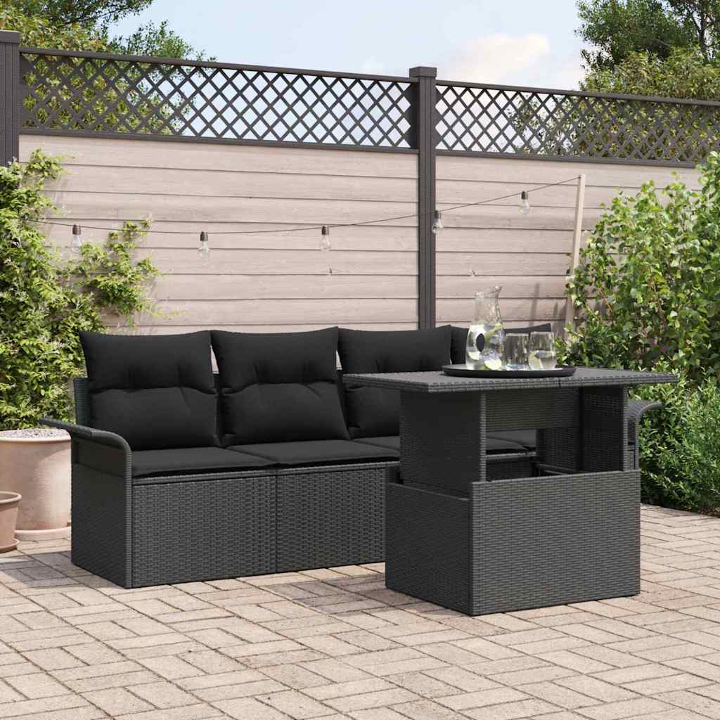 vidaXL Conjunto de sofá de jardín 5 uds. Negro