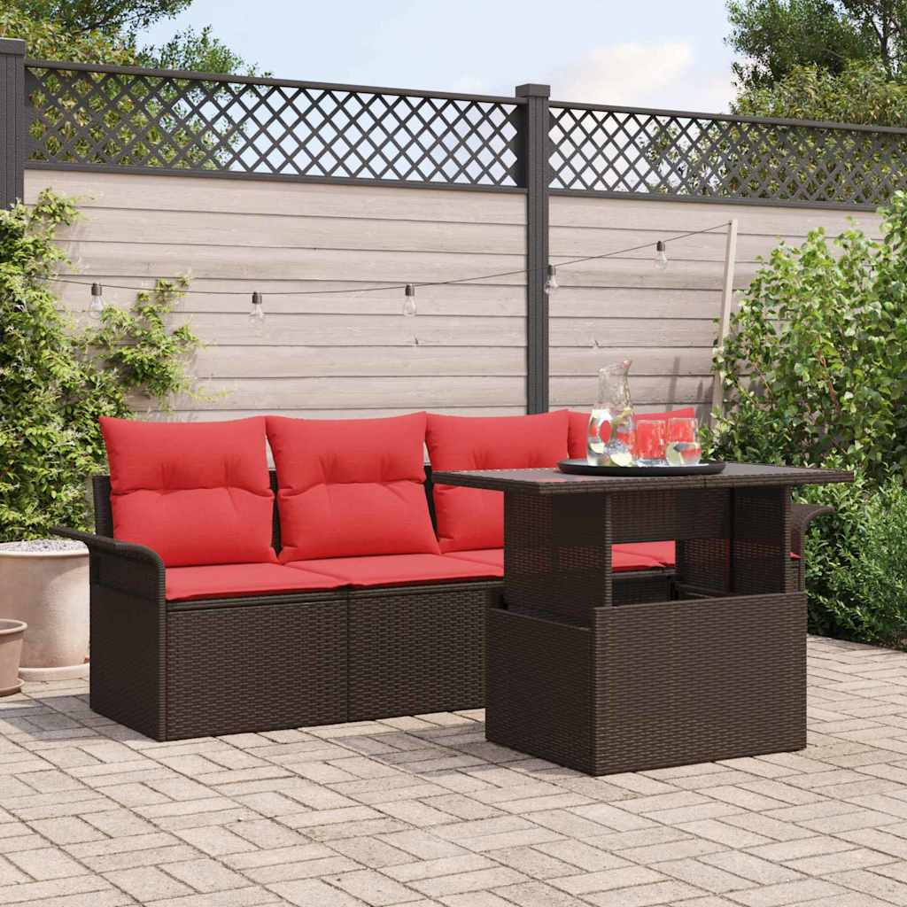 vidaXL Conjunto de sofá de jardín 5 uds. Marrón