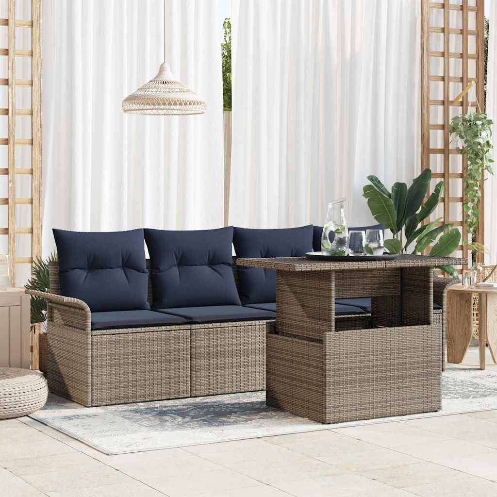 vidaXL Conjunto de sofá de jardín 5 uds. Gris