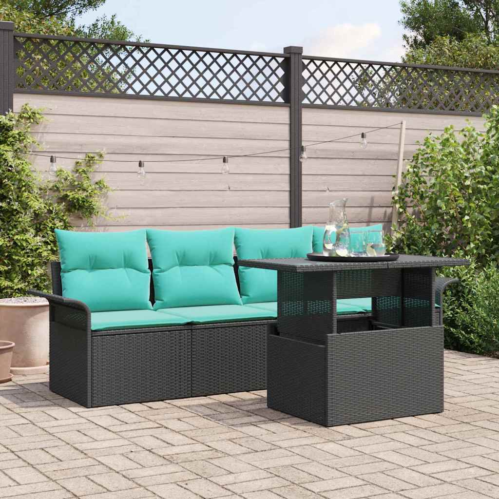 vidaXL Conjunto de sofá de jardín 5 uds. Negro