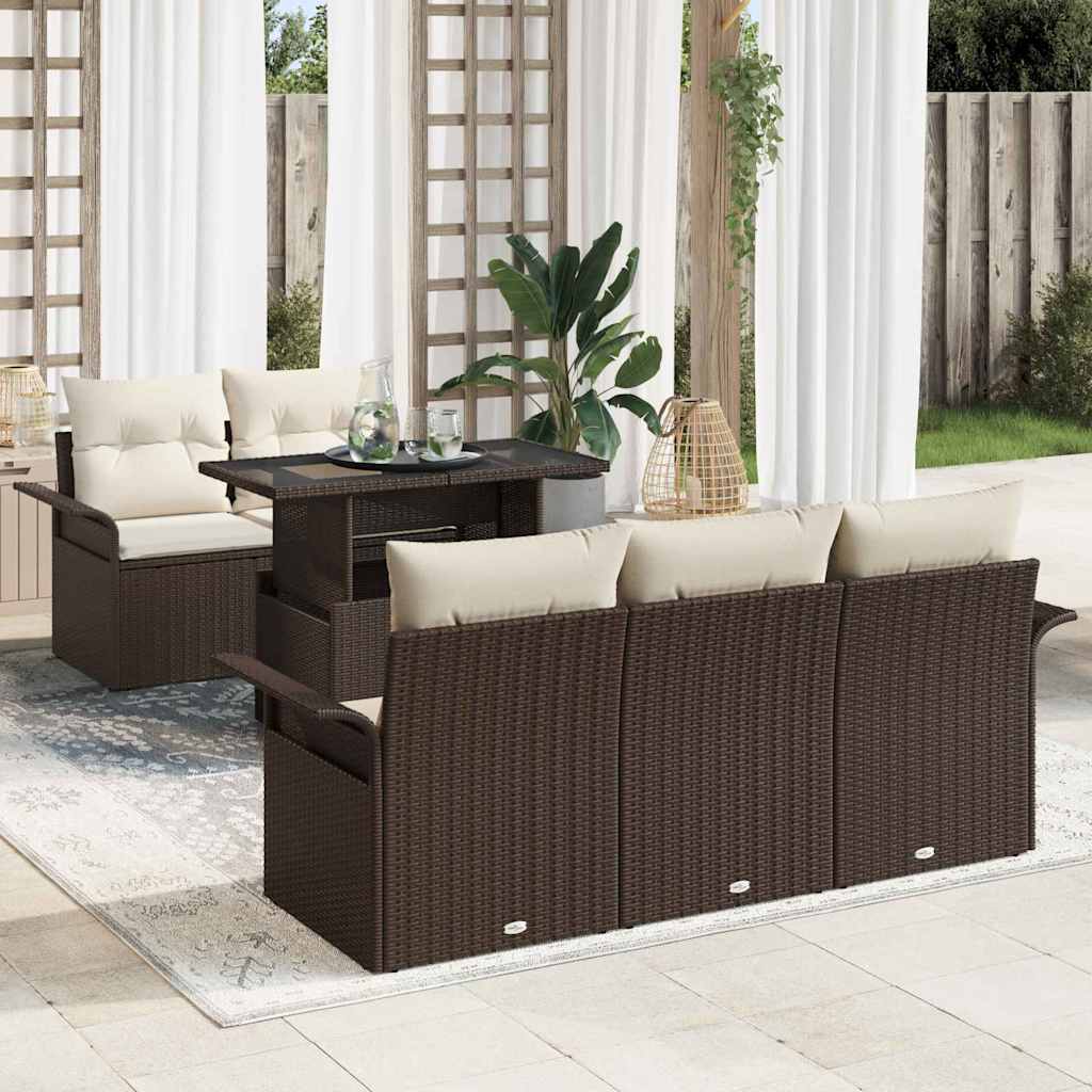vidaXL Conjunto de sofá de jardín 6 uds. Marrón