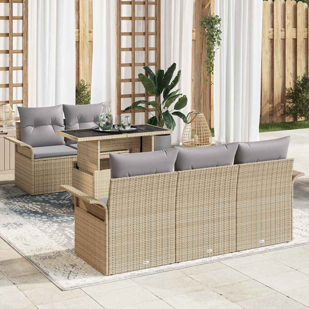 vidaXL Conjunto de sofá de jardín 6 uds. Beige