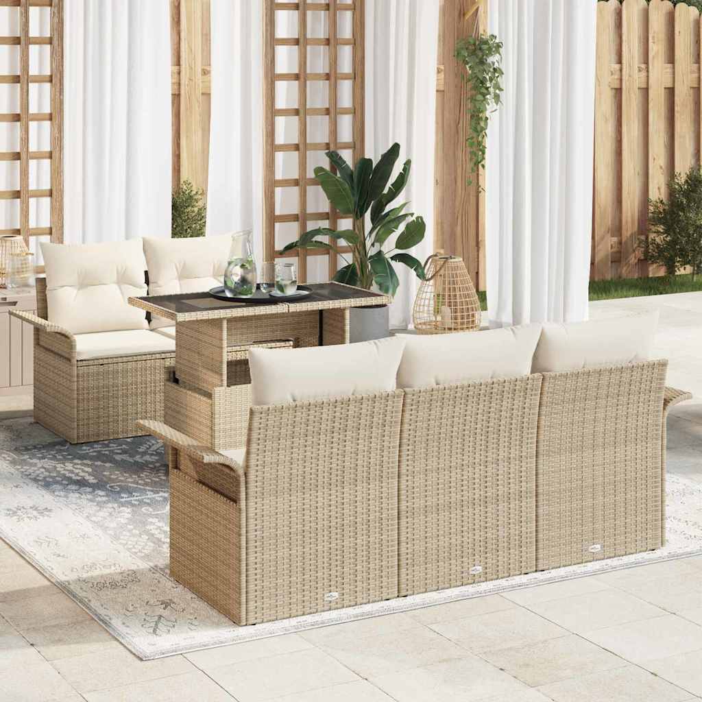 vidaXL Conjunto de sofá de jardín 6 uds. Beige