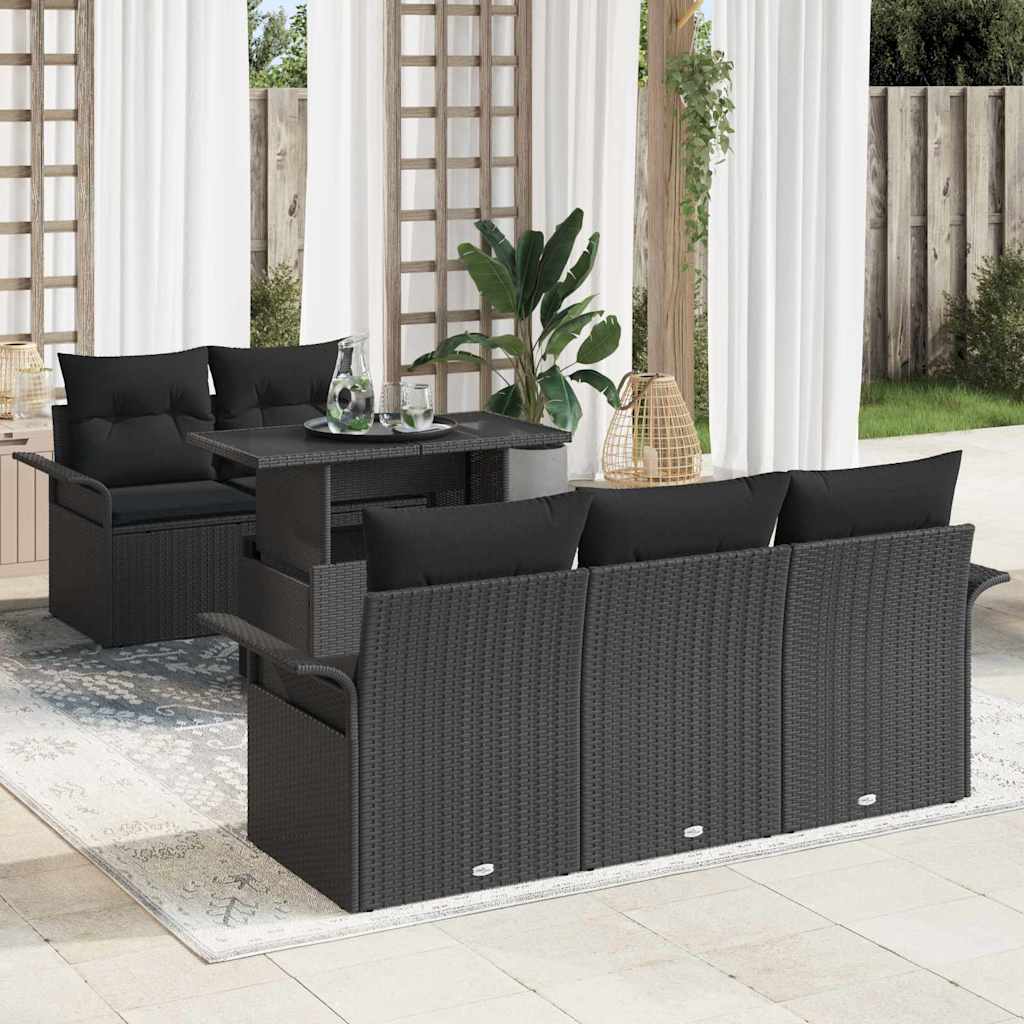 vidaXL Conjunto de sofá de jardín 6 uds. Negro