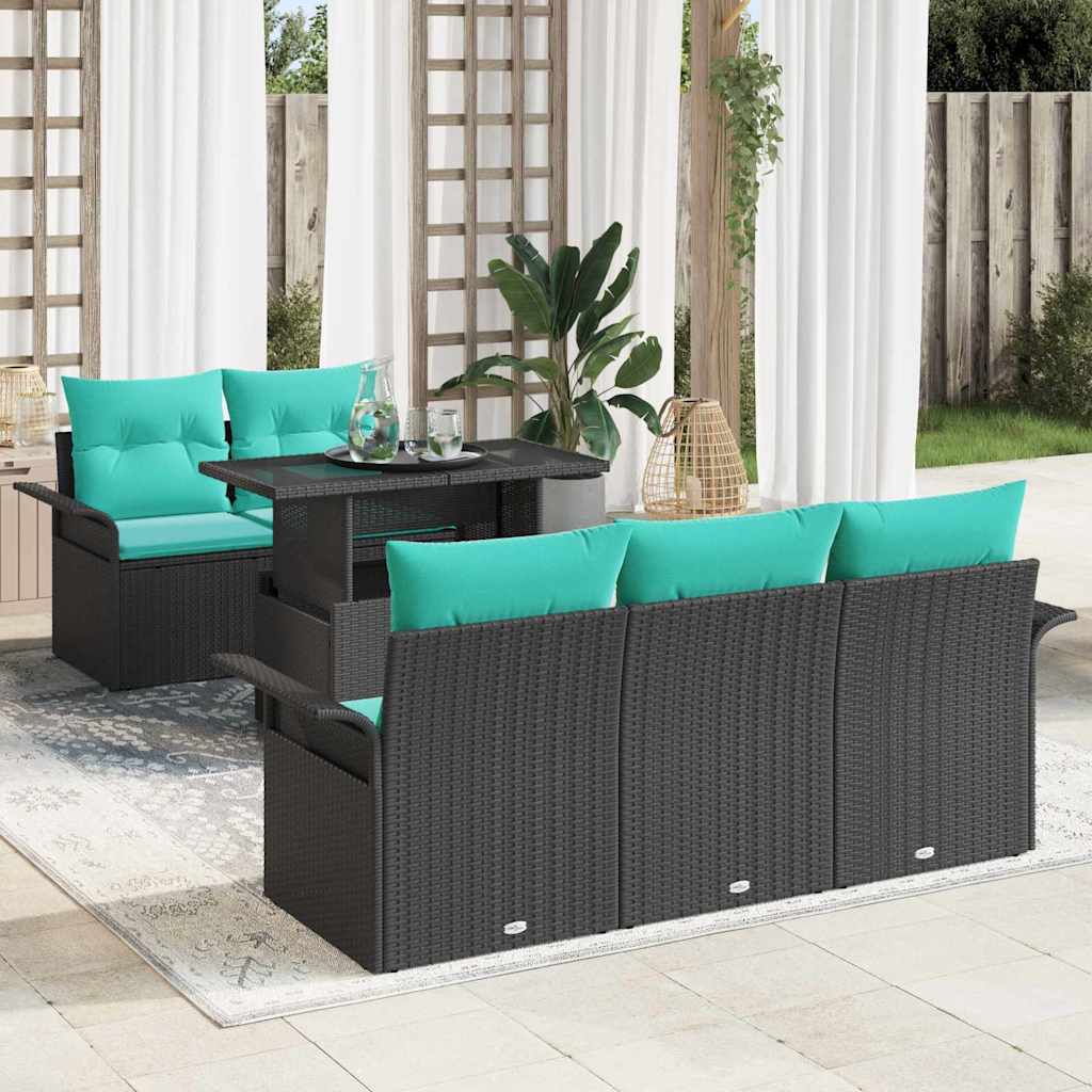 vidaXL Conjunto de sofá de jardín 6 uds. Negro