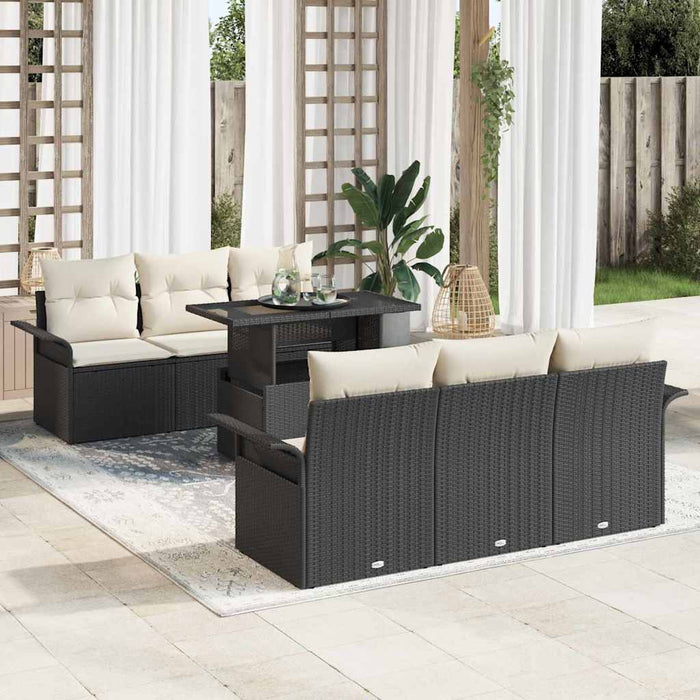 vidaXL Conjunto de sofá de jardín 7 uds. Negro