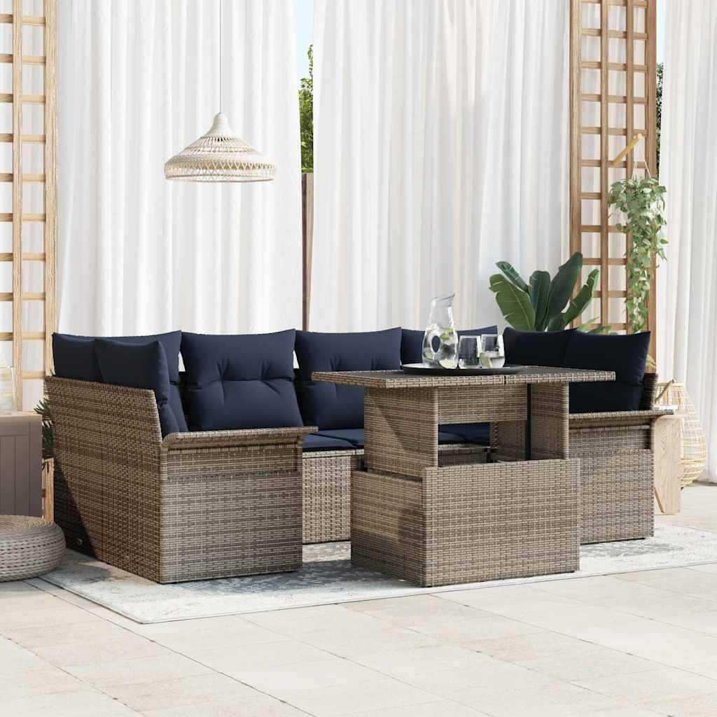 vidaXL Conjunto de sofá de jardín 7 uds. Gris