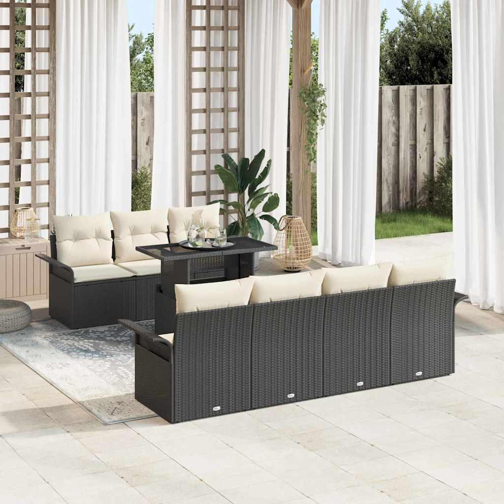vidaXL Conjunto de sofá de jardín 8 uds. Negro