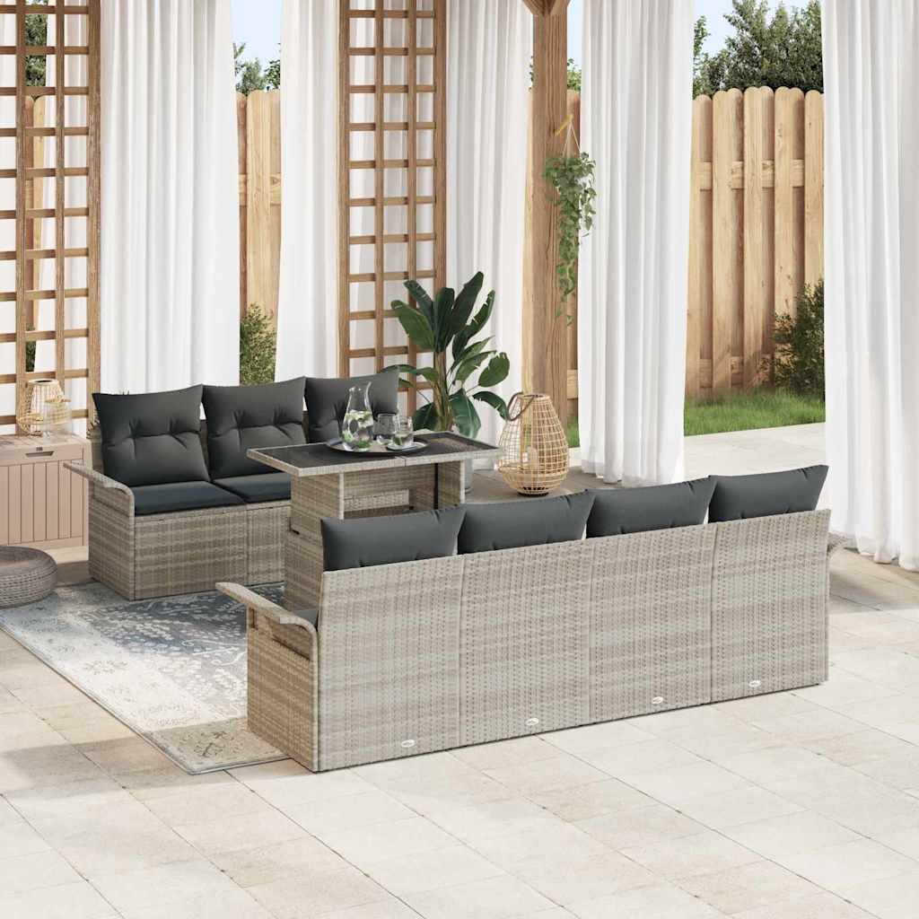 vidaXL Conjunto de sofá de jardín 8 uds. Gris Claro
