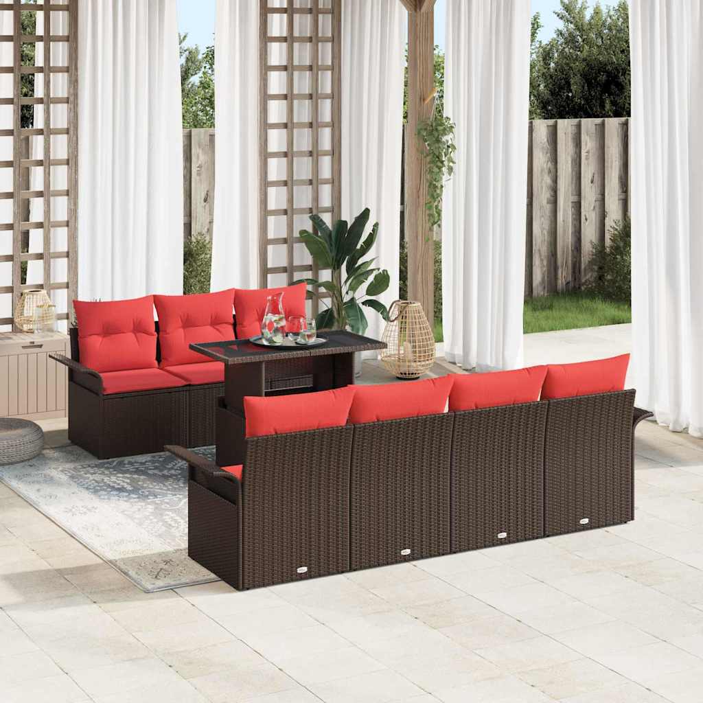 vidaXL Conjunto de sofá de jardín 8 uds. Marrón