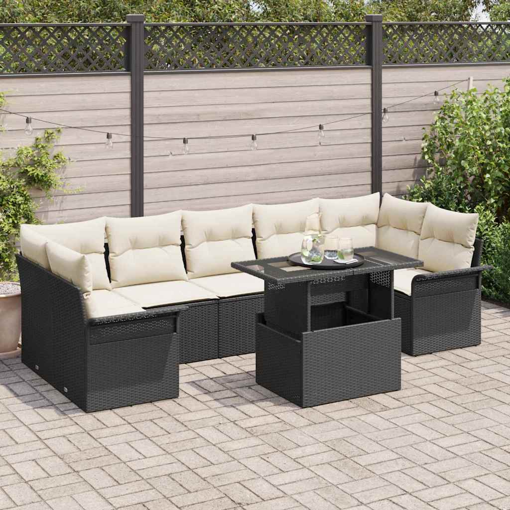 vidaXL Conjunto de sofá de jardín 8 uds. Negro