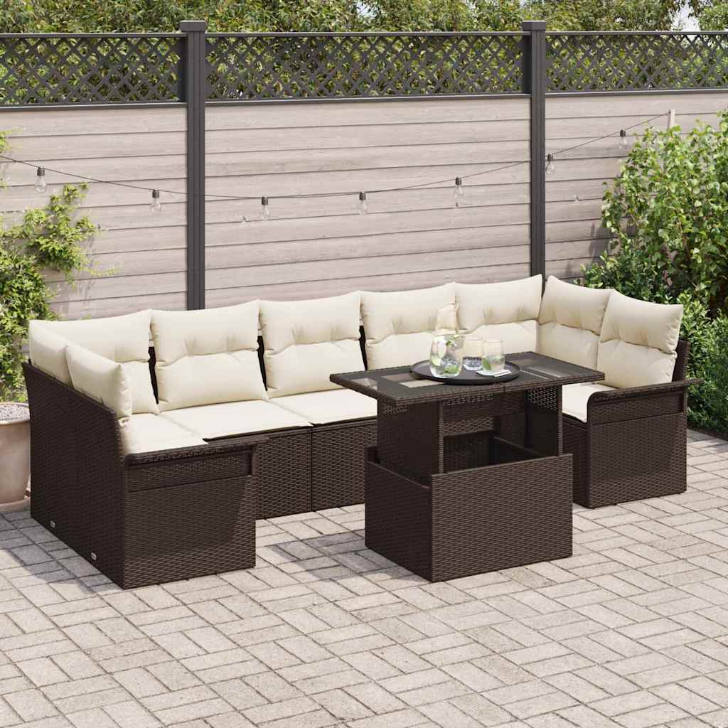 vidaXL Conjunto de sofá de jardín 8 uds. Marrón