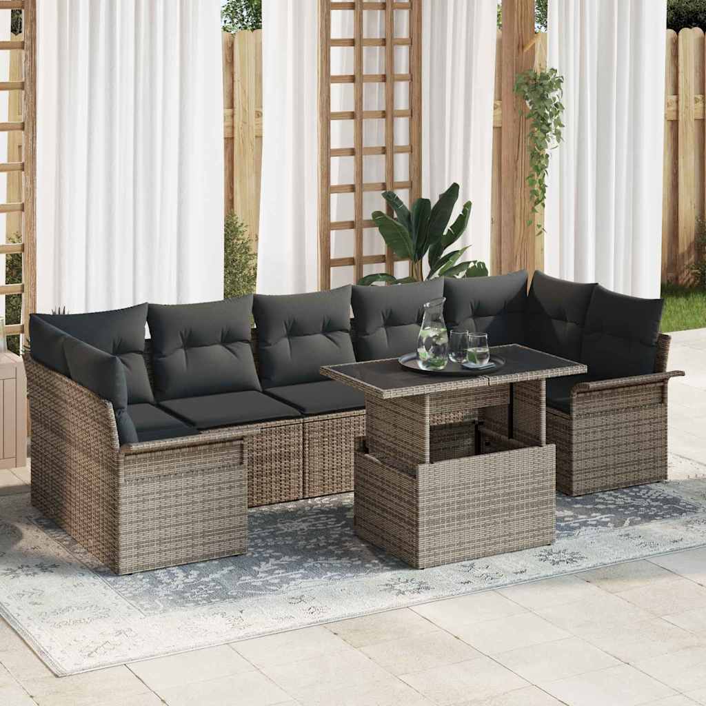 vidaXL Conjunto de sofá de jardín 8 uds. Gris