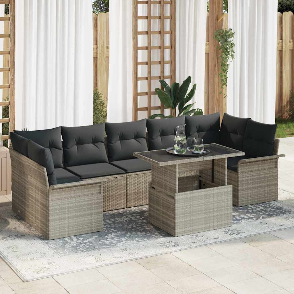 vidaXL Conjunto de sofá de jardín 8 uds. Gris Claro