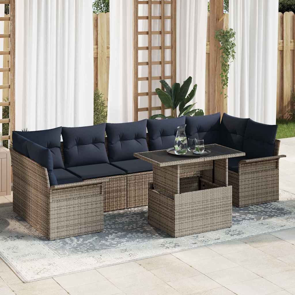 vidaXL Conjunto de sofá de jardín 8 uds. Gris