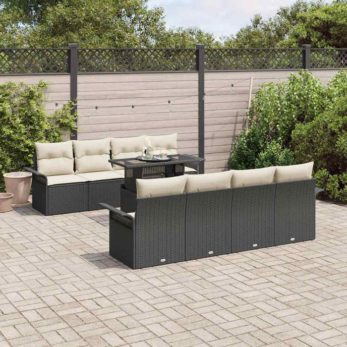 vidaXL Conjunto de sofá de jardín 9 uds. Negro