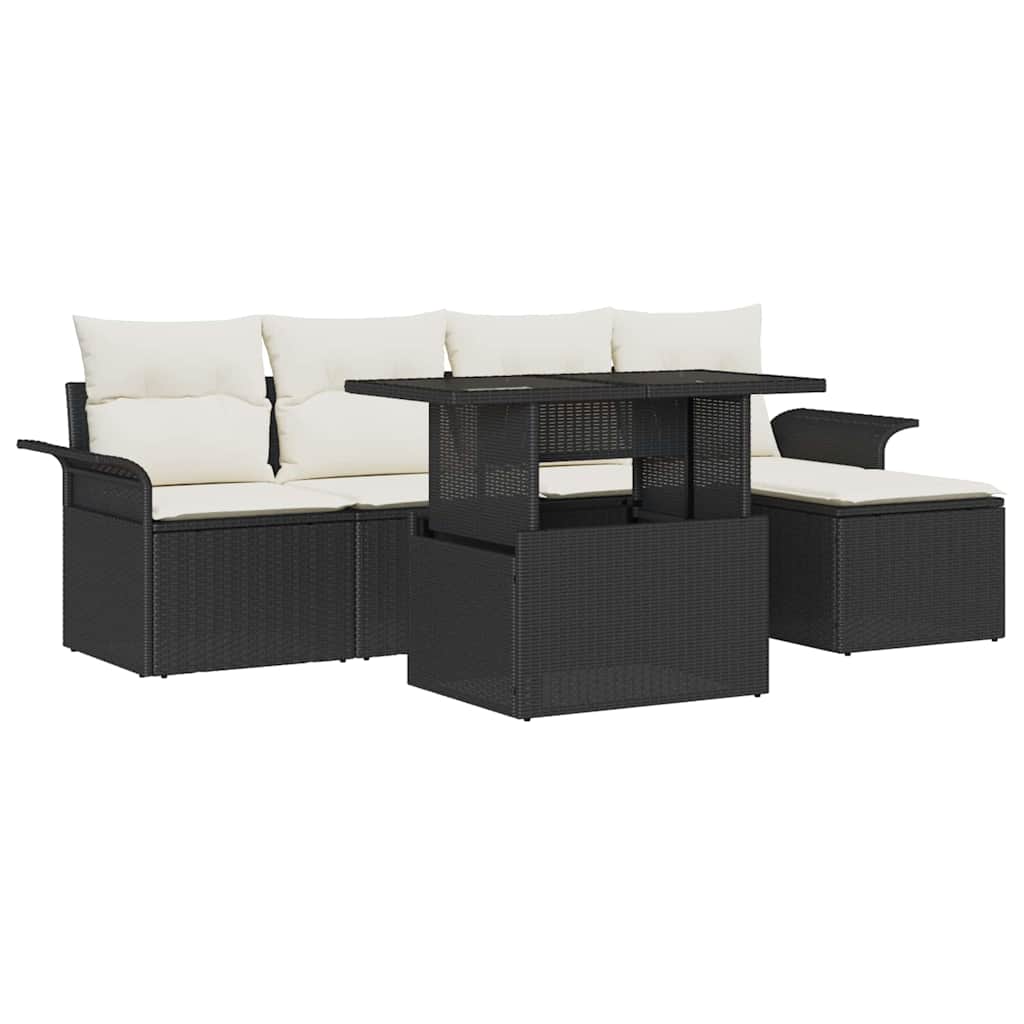 vidaXL Conjunto de sofá de jardín 6 uds. Negro