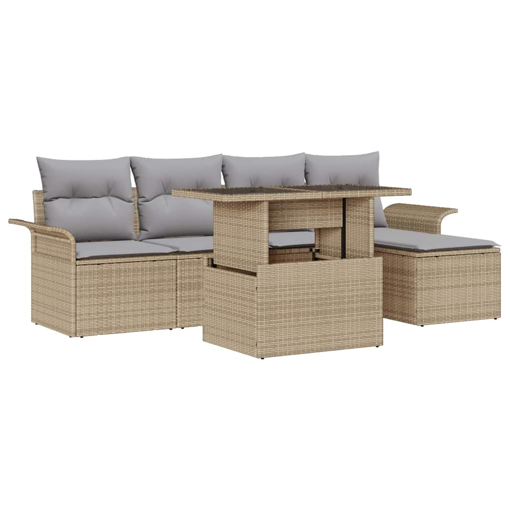 vidaXL Conjunto de sofá de jardín 6 uds. Beige