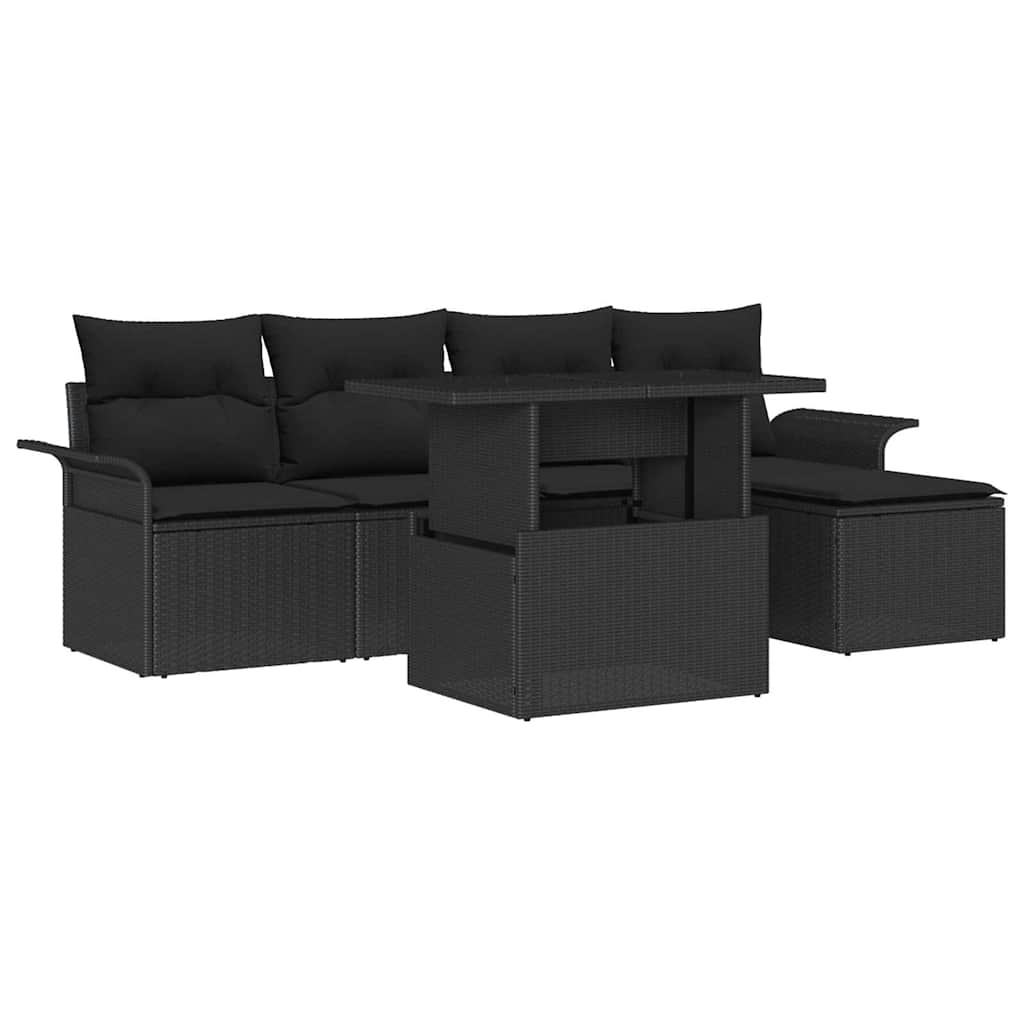 vidaXL Conjunto de sofá de jardín 6 uds. Negro