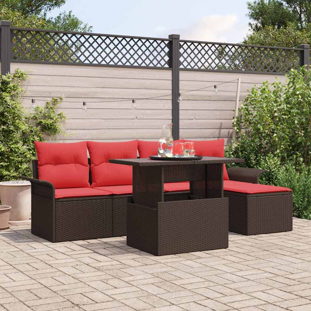 vidaXL Conjunto de sofá de jardín 6 uds. Marrón
