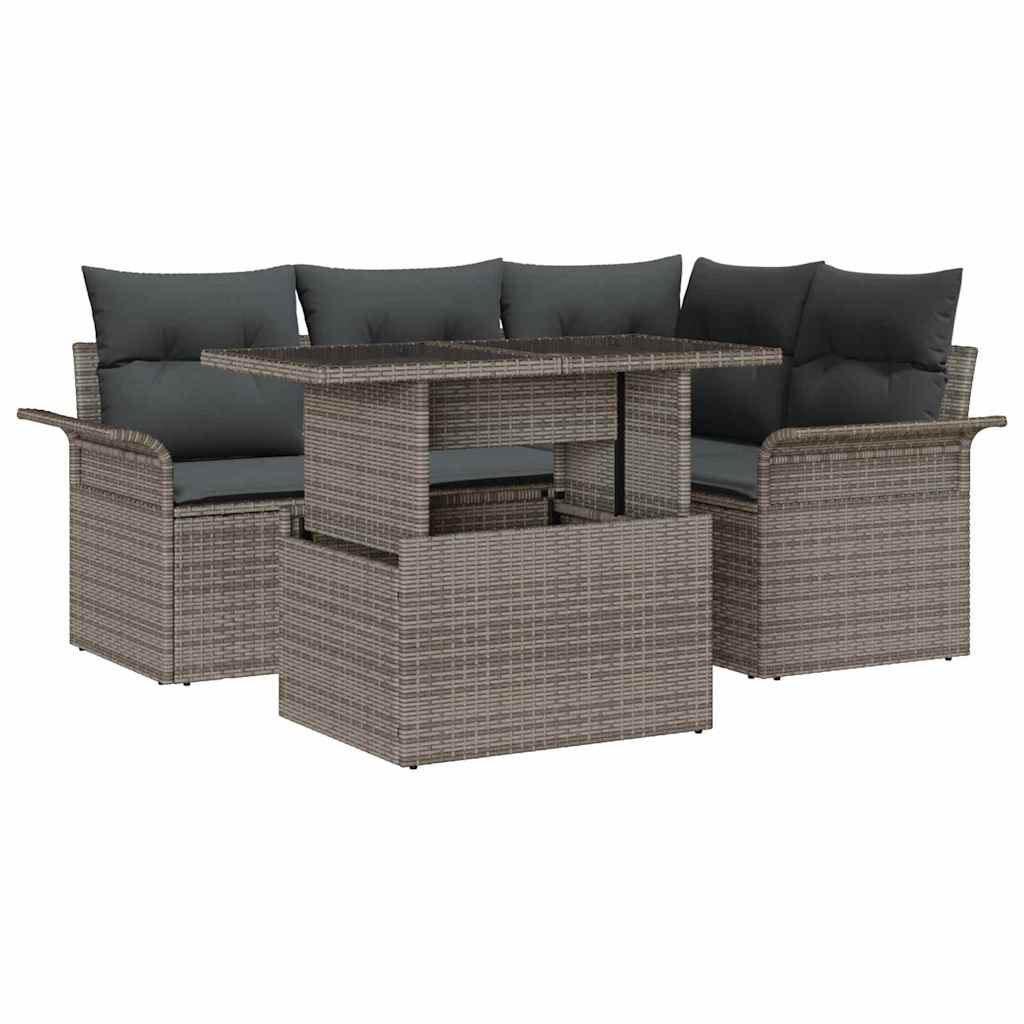vidaXL Conjunto de sofá de jardín 5 uds. Gris