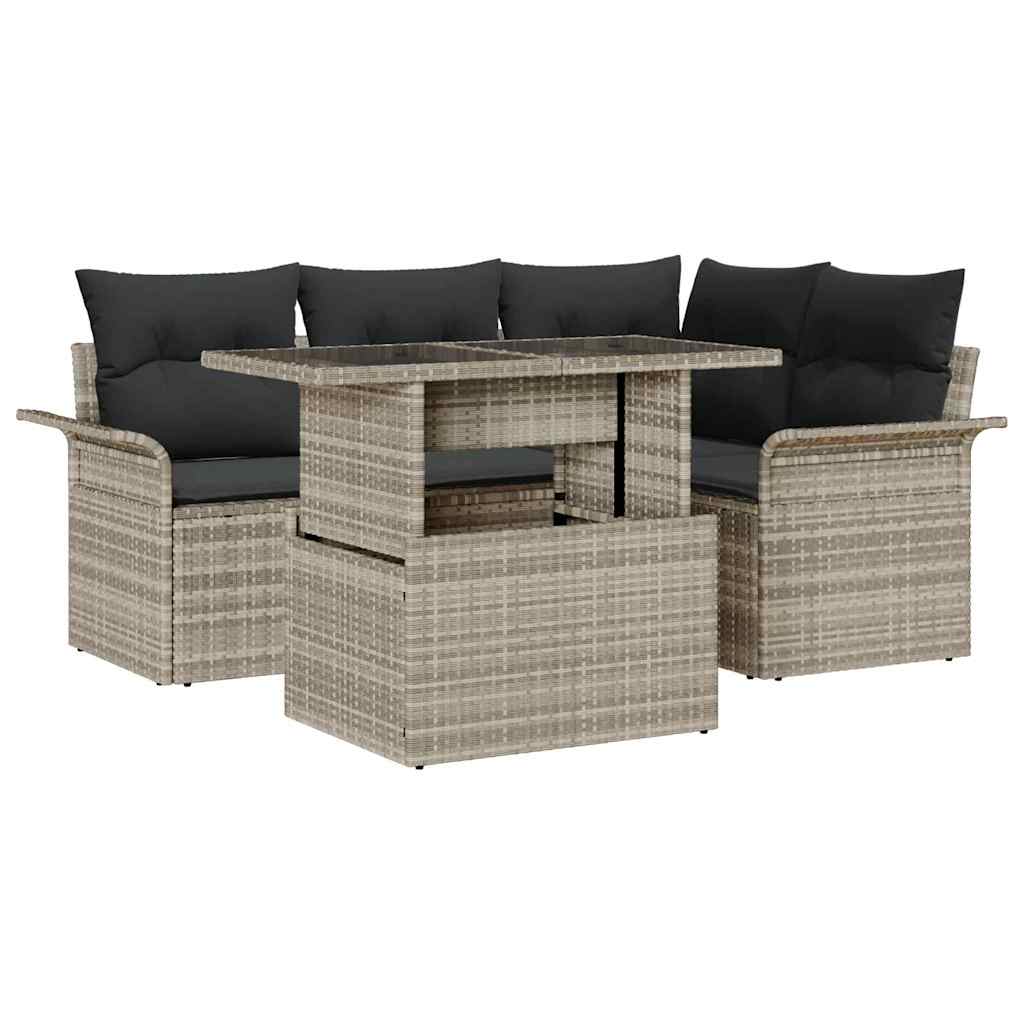 vidaXL Conjunto de sofá de jardín 5 uds. Gris Claro