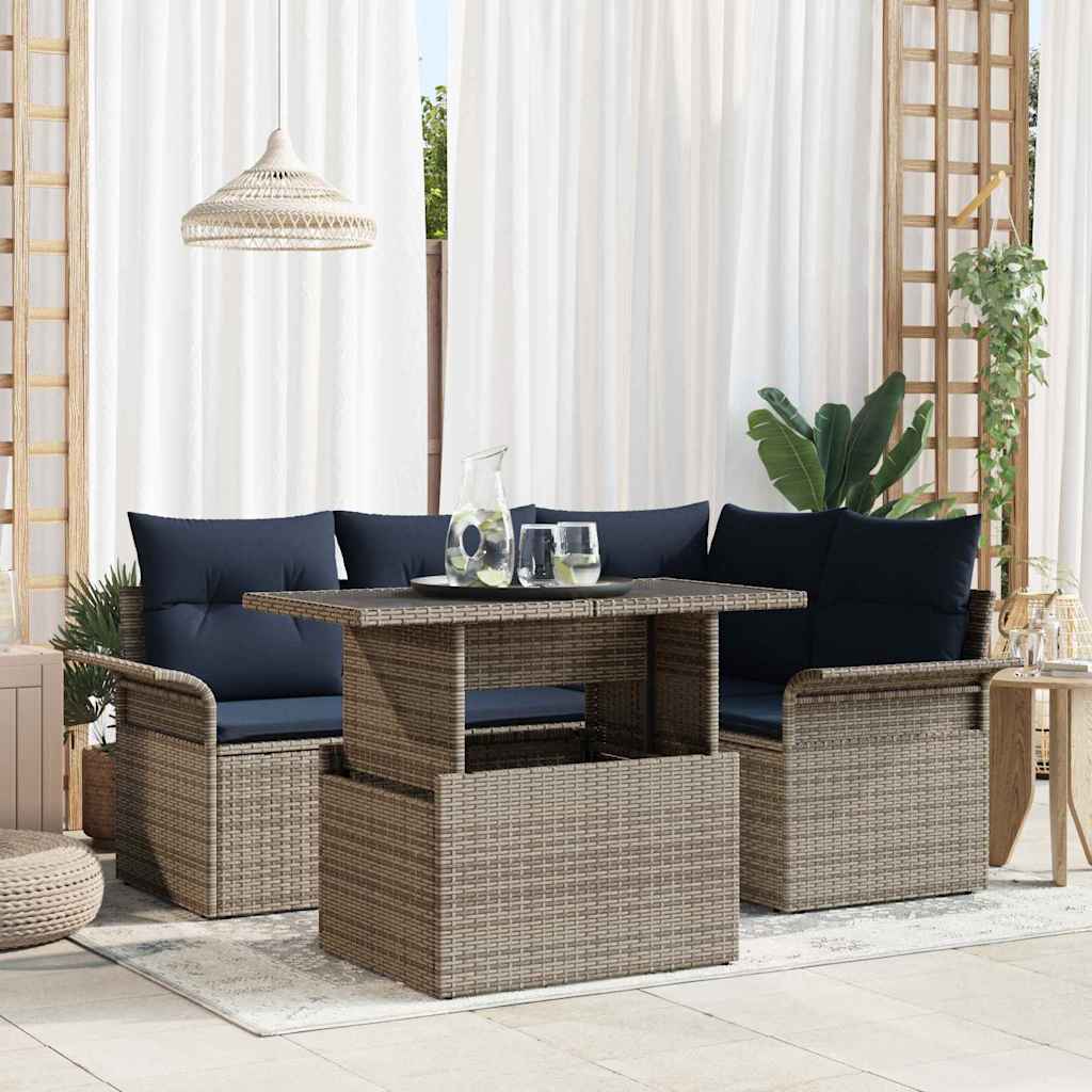 vidaXL Conjunto de sofá de jardín 5 uds. Gris
