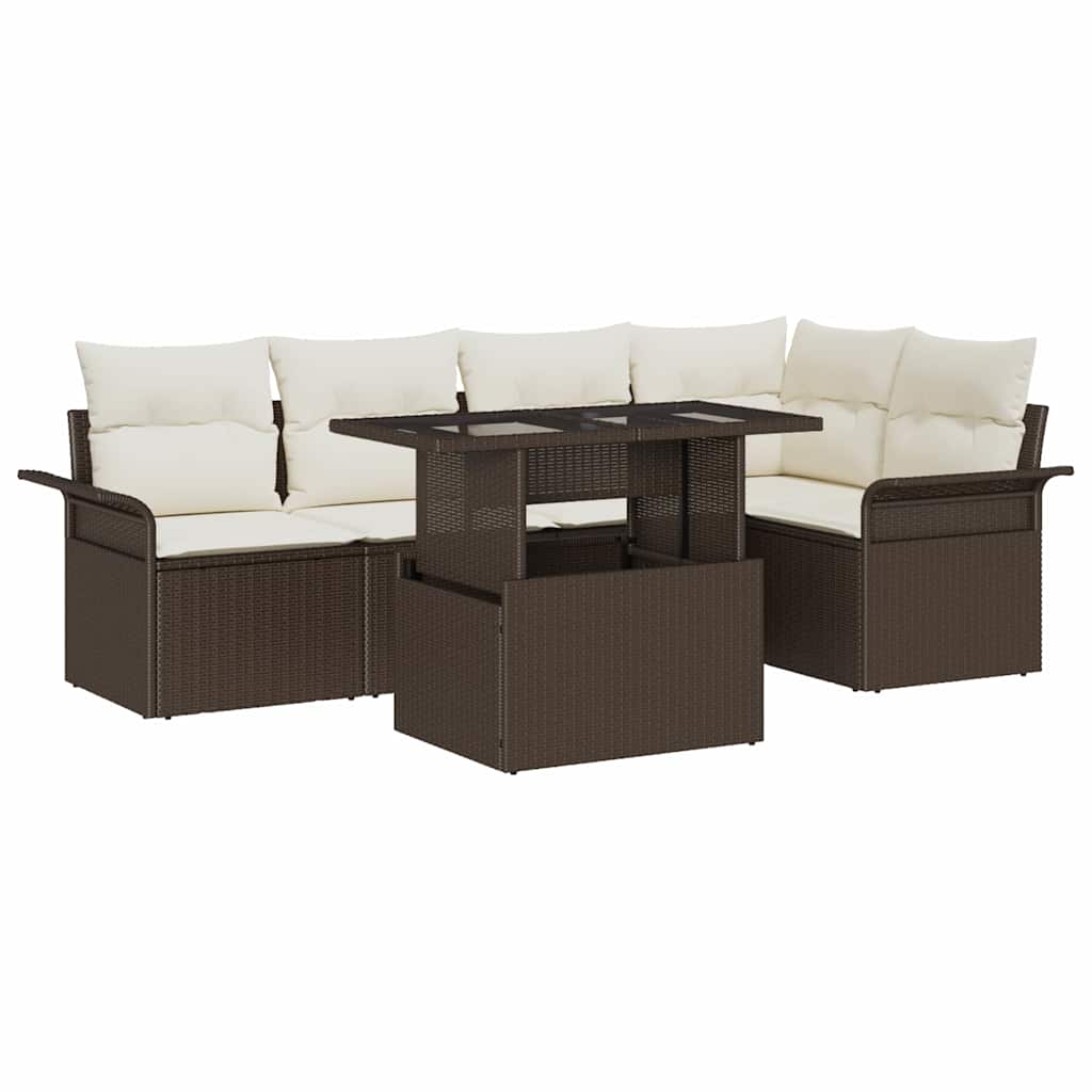vidaXL Conjunto de sofá de jardín 6 uds. Marrón