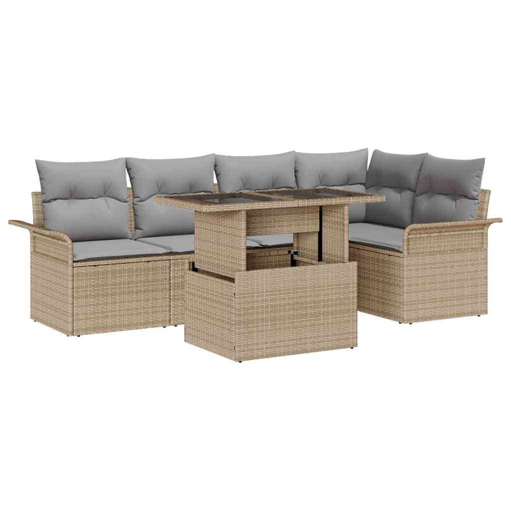 vidaXL Conjunto de sofá de jardín 6 uds. Beige