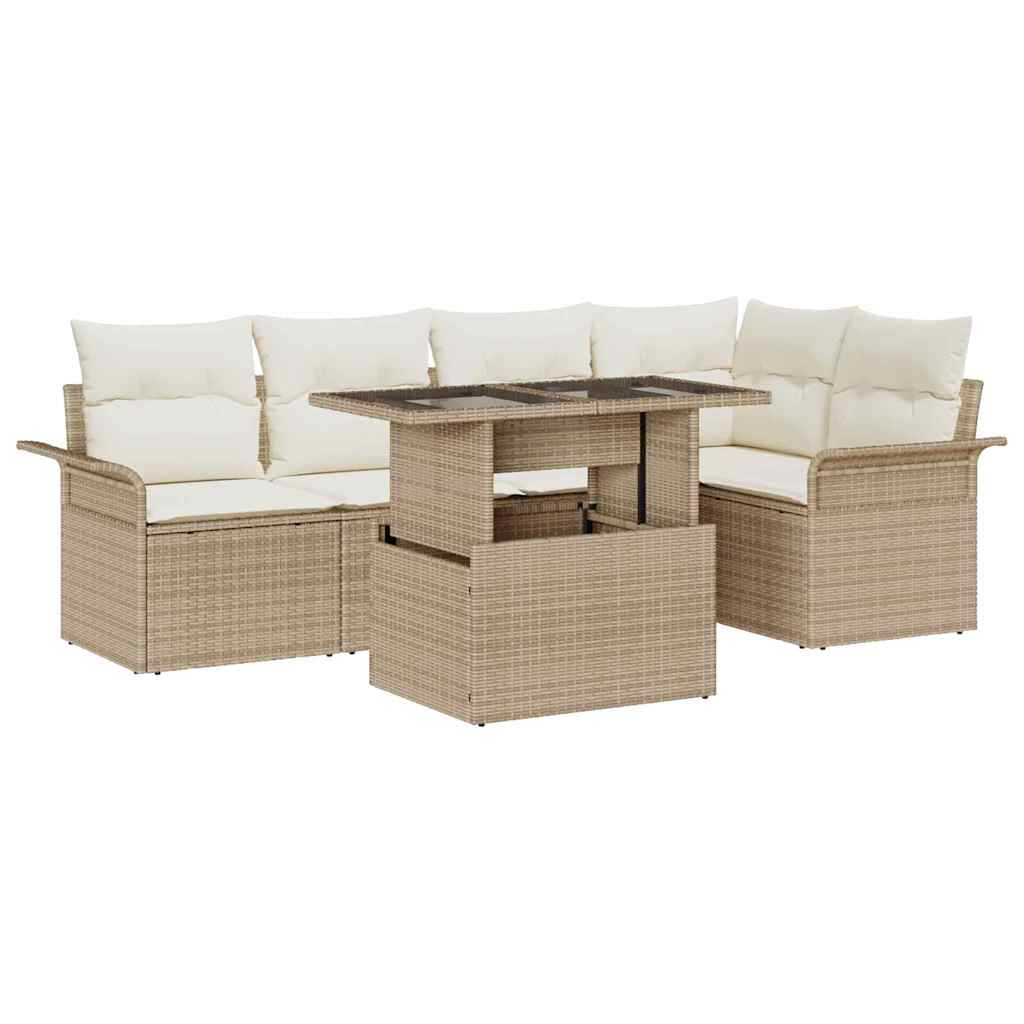 vidaXL Conjunto de sofá de jardín 6 uds. Beige