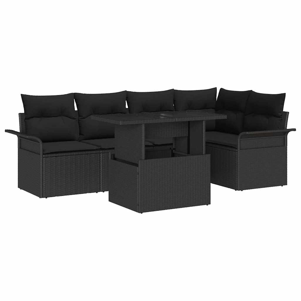 vidaXL Conjunto de sofá de jardín 6 uds. Negro