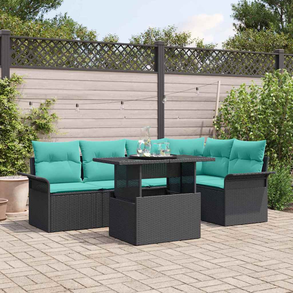 vidaXL Conjunto de sofá de jardín 6 uds. Negro