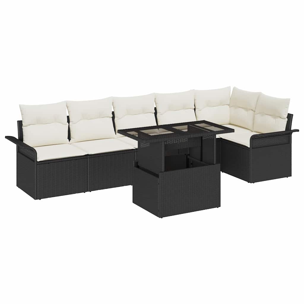 vidaXL Conjunto de sofá de jardín 7 uds. Negro