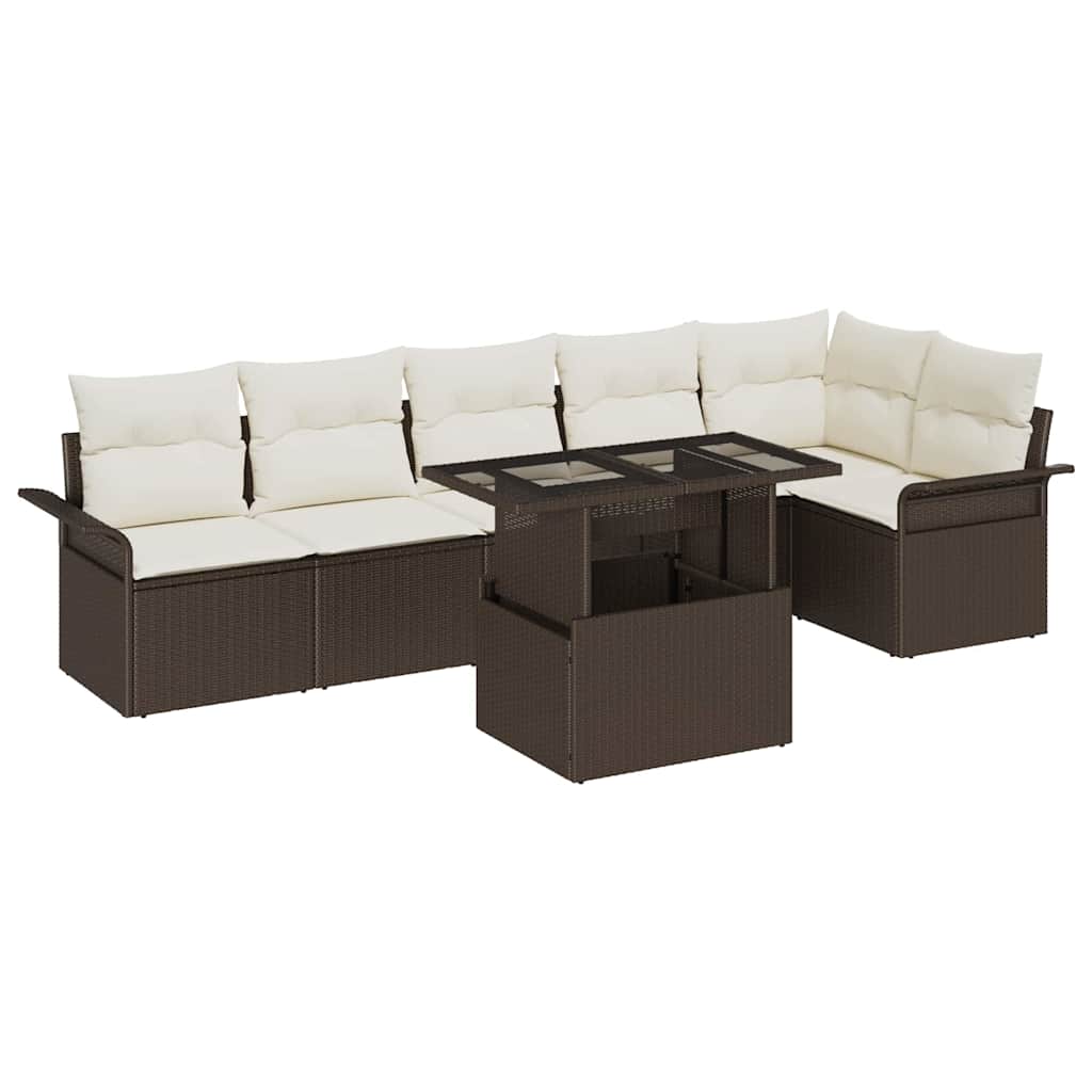 vidaXL Conjunto de sofá de jardín 7 uds. Marrón