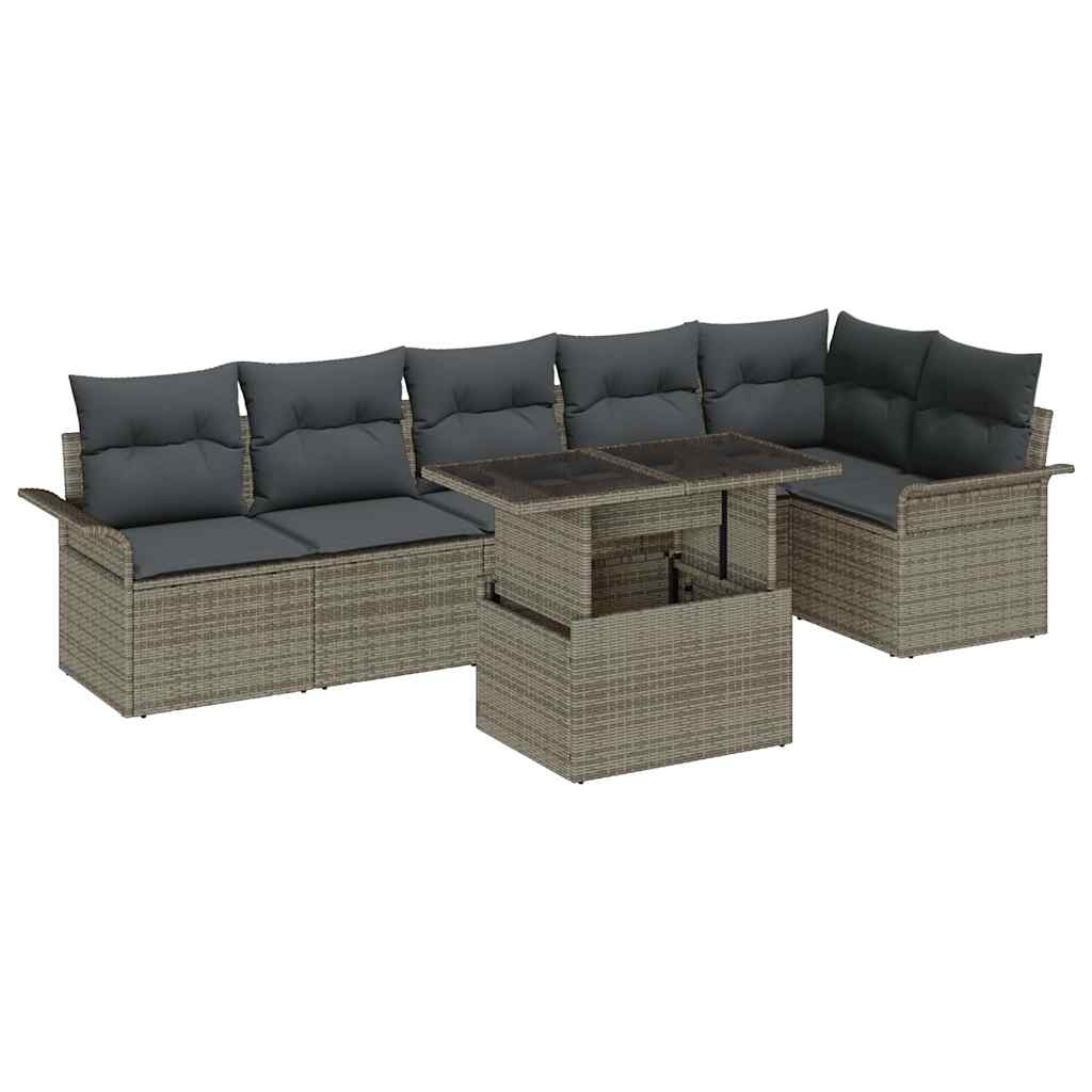 vidaXL Conjunto de sofá de jardín 7 uds. Gris