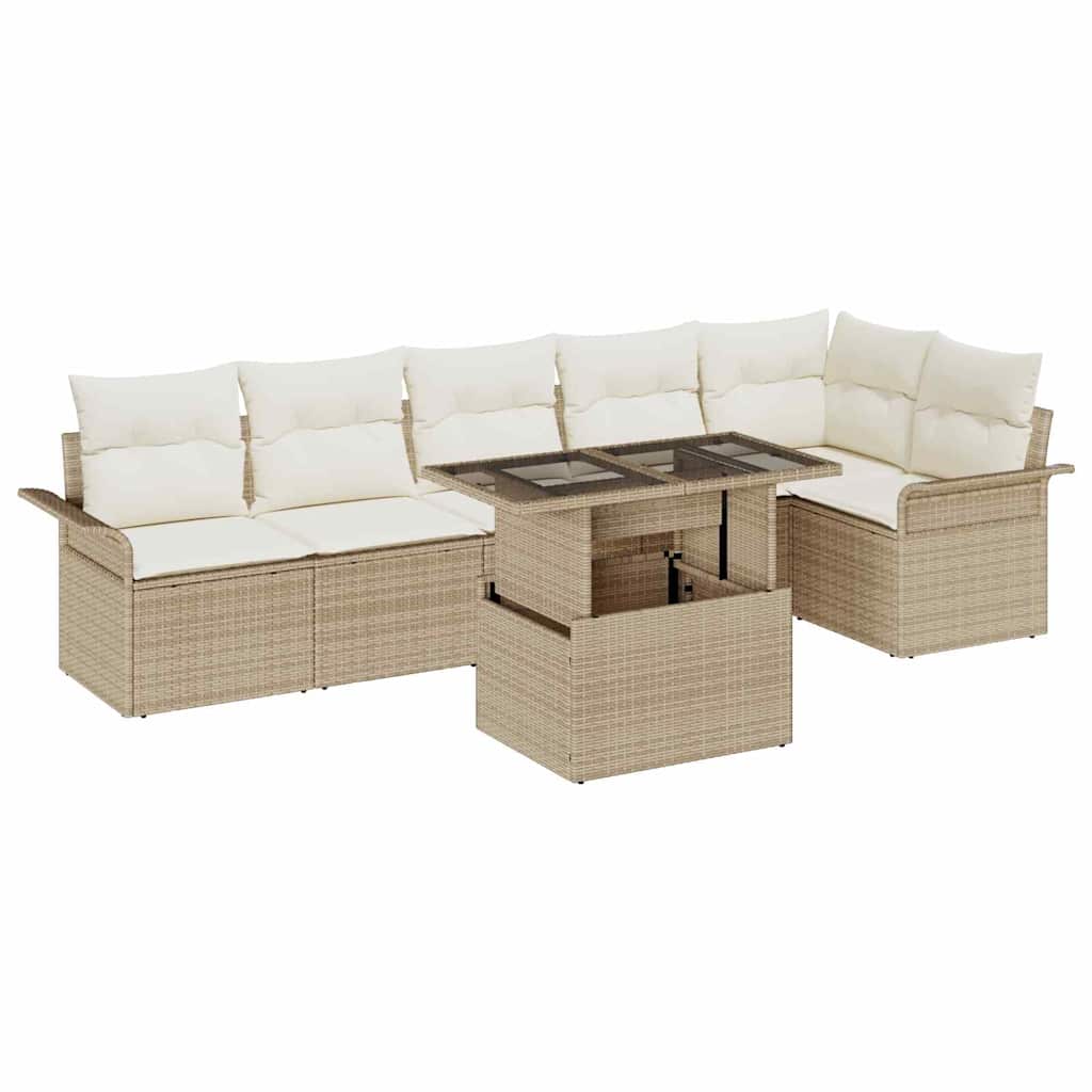 vidaXL Conjunto de sofá de jardín 7 uds. Beige