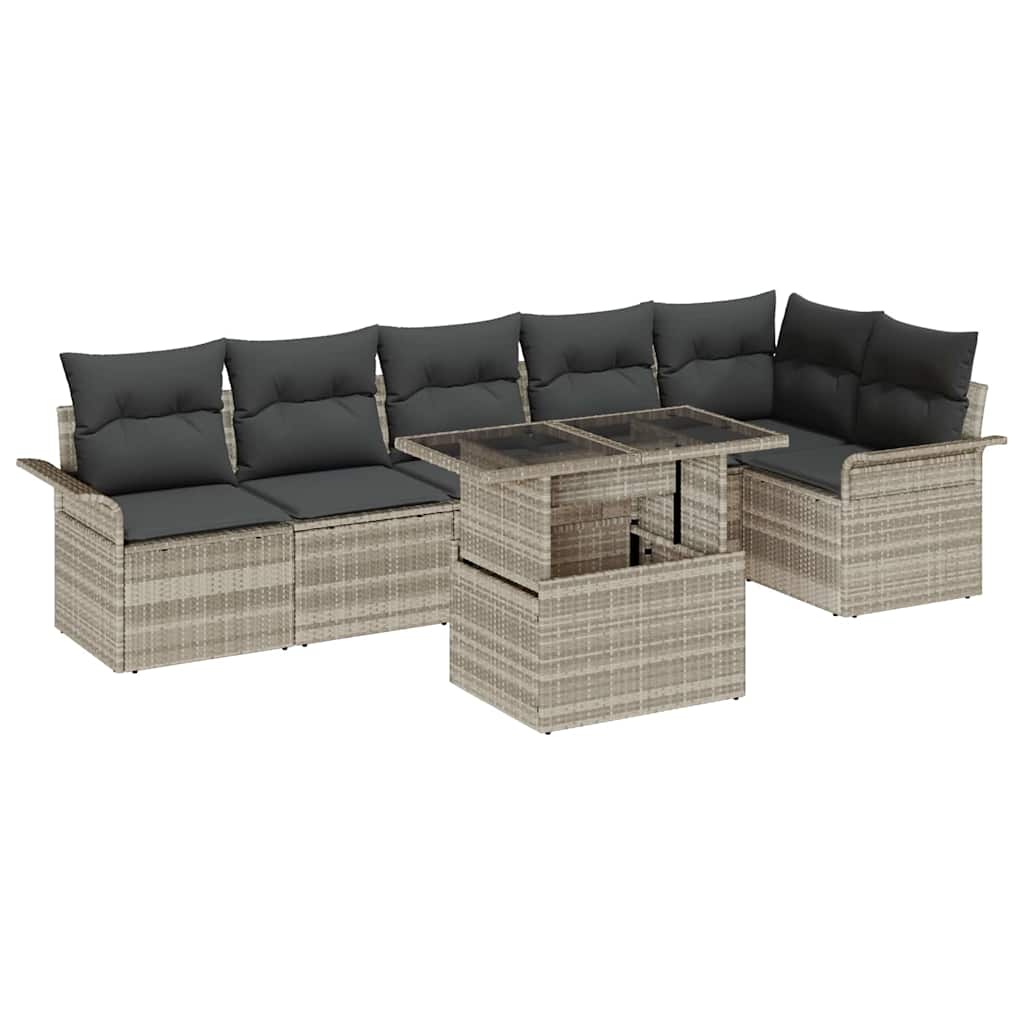 vidaXL Conjunto de sofá de jardín 7 uds. Gris Claro